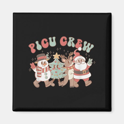 Retro Groovy Cu Nurse Christmas Tree Snowman Reind Magnet (Vorne)