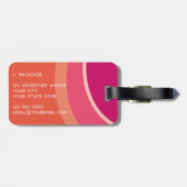 Retro Groovy Curve Pink Orange Personalisiert Gepäckanhänger (Rückseite horizontal)