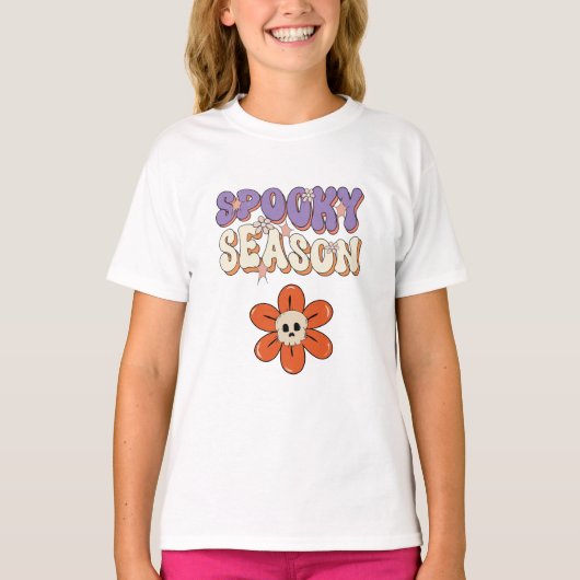  Retro Groovy cute flower  Halloween orang purple T-Shirt (Vorderseite)