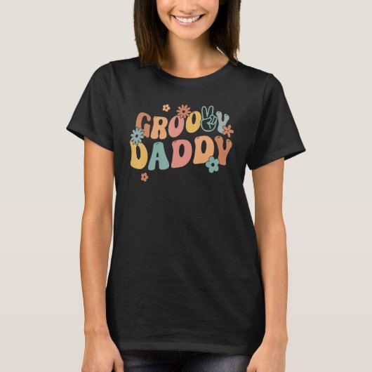 Retro Groovy Daddy Flower Power Hippie Family Groo T-Shirt (Vorderseite)