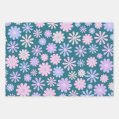 Retro Groovy Daisies Soft Pink Blue Lila Geschenkpapier Set (Vorderseite 3)