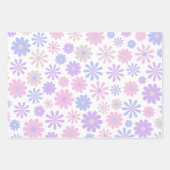 Retro Groovy Daisies Soft Pink Blue Lila Geschenkpapier Set (Vorderseite 2)