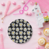 Retro Groovy Daisies Spring Daisy Boho Black Pappteller (Party)
