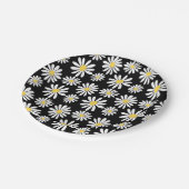 Retro Groovy Daisies Spring Daisy Boho Black Pappteller (Schrägansicht)