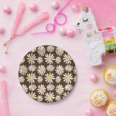 Retro Groovy Daisies Spring Daisy Boho Brown Pappteller (Party)