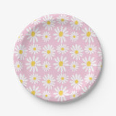 Retro Groovy Daisies Spring Daisy Boho Light Pink Pappteller (Vorderseite)