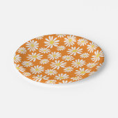 Retro Groovy Daisies Spring Daisy Boho Orange Pappteller (Schrägansicht)