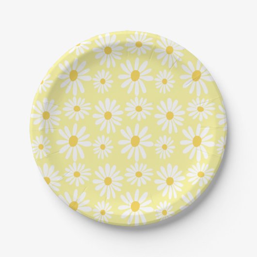 Retro Groovy Daisies Spring Daisy Boho Sunny Pappteller (Vorderseite)