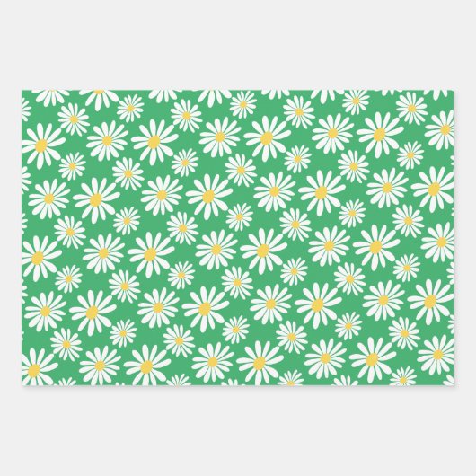 Retro Groovy Daisies Spring Daisy Pattern farbenfr Geschenkpapier Set (Vorderseite 3)