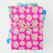 Retro Groovy Daisies Spring Daisy Pattern farbenfr Geschenkpapier Set (Beispiel)