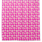 Retro Groovy Daisies Spring Daisy Pattern Pink Duschvorhang (Vorderseite)