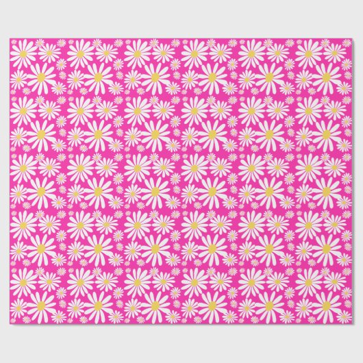 Retro Groovy Daisies Spring Daisy Pattern Pink Geschenkpapier (Flach)