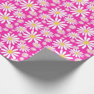 Retro Groovy Daisies Spring Daisy Pattern Pink Geschenkpapier