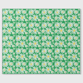 Retro Groovy Daisies Spring Pattern Kelly Green Geschenkpapier (Flach)