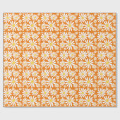 Retro Groovy Daisies Spring Pattern Orange Geschenkpapier (Flach)