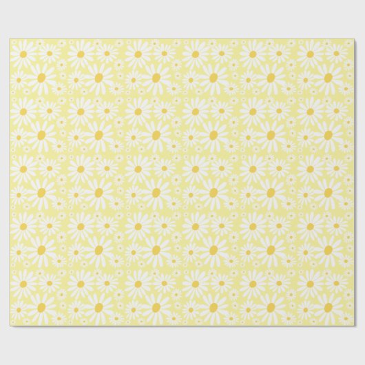 Retro Groovy Daisies Spring Pattern Pastellgelb Geschenkpapier (Flach)