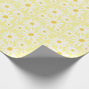 Retro Groovy Daisies Spring Pattern Pastellgelb Geschenkpapier