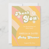 Retro Groovy Daisy Baby Boy Shower Dankeskarte (Vorderseite)