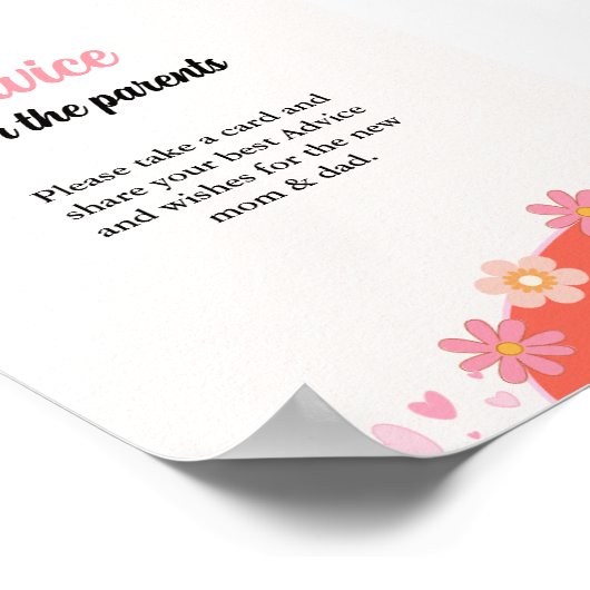 Retro Groovy Daisy Babydusche ADvice Eltern Zeiche Poster (Ecke)