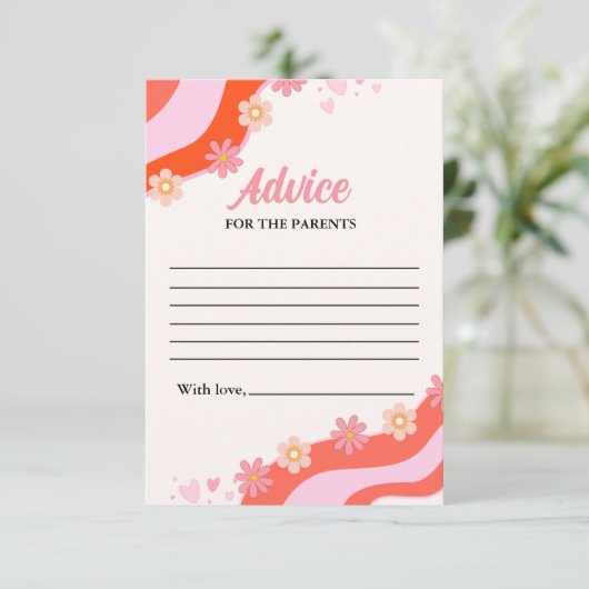 Retro Groovy Daisy Babydusche ADvice Elternkarte Einladung (Stehend Vorderseite)