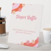 Retro Groovy Daisy Babydusche-Windpreispreisraffin Sockelschild (In Situ)