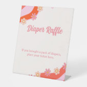 Retro Groovy Daisy Babydusche-Windpreispreisraffin Sockelschild (Vorderseite)