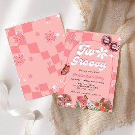 Retro Groovy daisy Blume 2 Groovy 2. Geburtstag Einladung