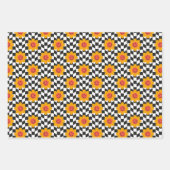 Retro Groovy Daisy Blume ästhetisch überprüft Geschenkpapier Set (Vorderseite 2)