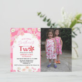 Retro Groovy Daisy Boho Twin 2. Einladung (Stehend Vorderseite)