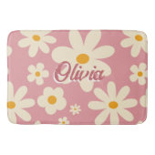 Retro Groovy daisy boho Wüste rosa Badematte (Vorderseite)