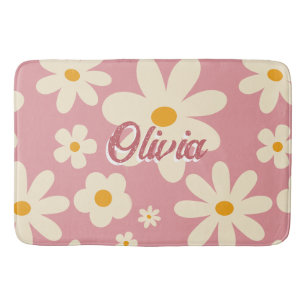Retro Groovy daisy boho Wüste rosa Badematte