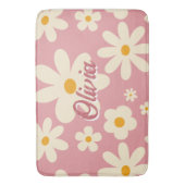 Retro Groovy daisy boho Wüste rosa Badematte (Vorderseite Vertikal)