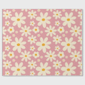 Retro Groovy daisy boho Wüste rosa Geschenkpapier (Flach)