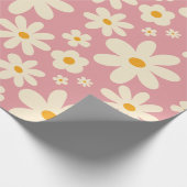 Retro Groovy daisy boho Wüste rosa Geschenkpapier (Ecke)