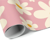 Retro Groovy daisy boho Wüste rosa Geschenkpapier (Rolleneckpunkt)