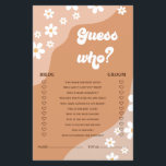 Retro Groovy Daisy Brautparty Game Flyer<br><div class="desc">Wer kennt die Bride besten Bridal "Ratet Wer? "Duschspiel. Retro Daisy Design..</div>