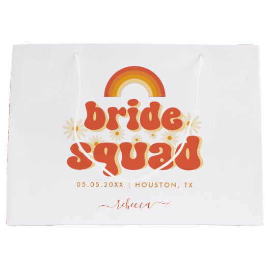 Retro Groovy Daisy Bride Squad Junggeselinnen-Absc Große Geschenktüte (Vorderseite)
