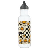 Retro Groovy Daisy Checkerboard Personalized Name Edelstahlflasche (Rechts)