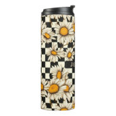 Retro Groovy Daisy Checkerboard Personalized Name Thermosbecher (Nach links gedreht)