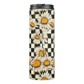 Retro Groovy Daisy Checkerboard Personalized Name Thermosbecher (Rückseite)