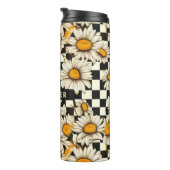 Retro Groovy Daisy Checkerboard Personalized Name Thermosbecher (Nach rechts gedreht)
