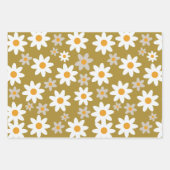 Retro Groovy Daisy Muster Orange Pink Green Geschenkpapier Set (Vorderseite 2)