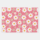 Retro Groovy Daisy Muster Orange Pink Green Geschenkpapier Set (Vorderseite)