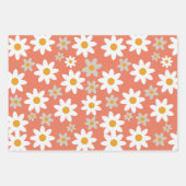 Retro Groovy Daisy Muster Orange Pink Green Geschenkpapier Set (Vorderseite 3)