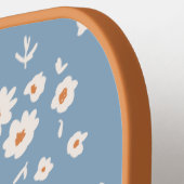 Retro Groovy Daisy Pattern Dusty Blue Floral 70er Pickleball Schläger (Linke Seite)