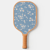 Retro Groovy Daisy Pattern Dusty Blue Floral 70er Pickleball Schläger (Rückseite)