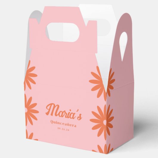 Retro Groovy Daisy Quinceanera Geschenkschachtel (Geöffnet)