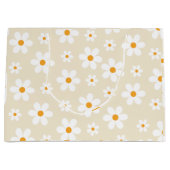 Retro Groovy Daisy Tan Birthday Große Geschenktüte (Vorderseite)