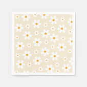 Retro Groovy Daisy Tan Birthday Paper Tellers Serviette (Vorderseite)