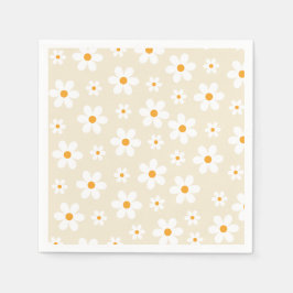 Retro Groovy Daisy Tan Birthday Paper Tellers Serviette